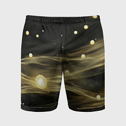 Шорты спортивные мужские Золотистый свет на черной текстуре, цвет: 3D-принт