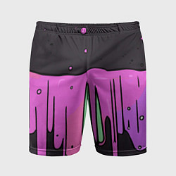 Шорты спортивные мужские Фиолетовая текстура на черном фоне, цвет: 3D-принт