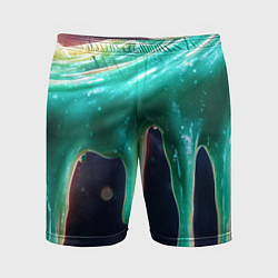 Шорты спортивные мужские Текстура стекающая зеленая клякса, цвет: 3D-принт