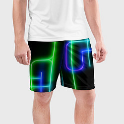Шорты спортивные мужские Color blue black green stripe, цвет: 3D-принт — фото 2