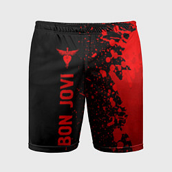 Мужские спортивные шорты Bon Jovi - red gradient по-вертикали