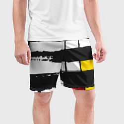 Шорты спортивные мужские В стиле пита мондриана, цвет: 3D-принт — фото 2