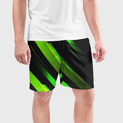 Шорты спортивные мужские Color black green, цвет: 3D-принт — фото 2