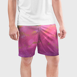 Шорты спортивные мужские Розовый и золотой блеск текстура, цвет: 3D-принт — фото 2