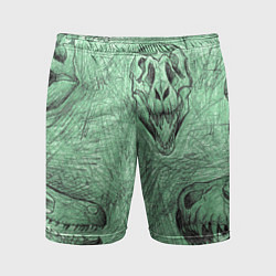 Шорты спортивные мужские Черепа динозавров - эскиз, цвет: 3D-принт