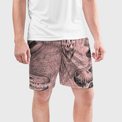 Шорты спортивные мужские Черепа динозавров - эскиз, цвет: 3D-принт — фото 2