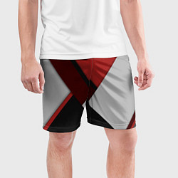 Шорты спортивные мужские Color black red grey, цвет: 3D-принт — фото 2