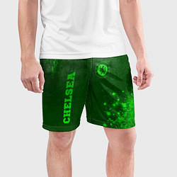 Шорты спортивные мужские Chelsea - green gradient вертикально, цвет: 3D-принт — фото 2