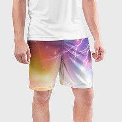Шорты спортивные мужские Магический фон с молниями и звездами, цвет: 3D-принт — фото 2