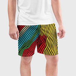 Шорты спортивные мужские Абстрактные цветные линии, цвет: 3D-принт — фото 2
