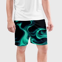 Шорты спортивные мужские Color turquoise black, цвет: 3D-принт — фото 2