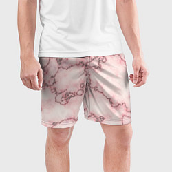 Шорты спортивные мужские Розовая абстракция с мраморной текстурой и блеском, цвет: 3D-принт — фото 2