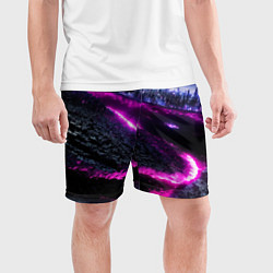 Шорты спортивные мужские Фентази город неон, цвет: 3D-принт — фото 2