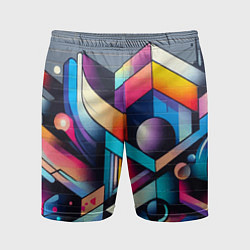Шорты спортивные мужские Геометрическое абстрактное граффити, цвет: 3D-принт