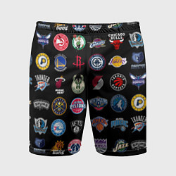 Шорты спортивные мужские Команды НБА на черном фоне, цвет: 3D-принт
