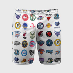 Шорты спортивные мужские Команды НБА на белом фоне, цвет: 3D-принт