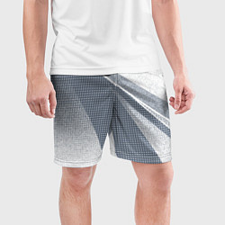 Шорты спортивные мужские Светлый серо-голубой текстурированный с полосой, цвет: 3D-принт — фото 2