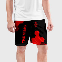 Шорты спортивные мужские The Sims - red gradient вертикально, цвет: 3D-принт — фото 2