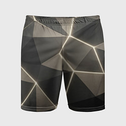 Шорты спортивные мужские Серая объемная текстура с гранями, цвет: 3D-принт