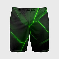 Мужские спортивные шорты Зеленая текстура с неоном