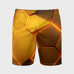 Шорты спортивные мужские Желтые неоновые соты - текстура, цвет: 3D-принт