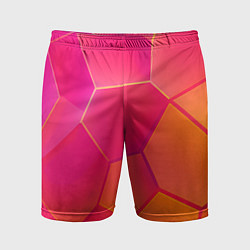 Шорты спортивные мужские Розово-оранжевые плиты, цвет: 3D-принт