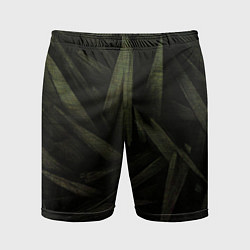 Шорты спортивные мужские Абстракция - green triangles, цвет: 3D-принт
