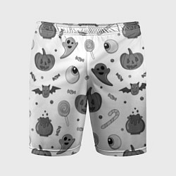 Шорты спортивные мужские Halloween grey and white, цвет: 3D-принт