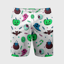 Мужские спортивные шорты Halloween light green pumpkin - паттерн