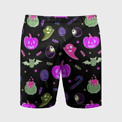 Шорты спортивные мужские Halloween pink black pumpkin, цвет: 3D-принт