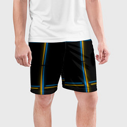 Шорты спортивные мужские Neon yellow light blue, цвет: 3D-принт — фото 2