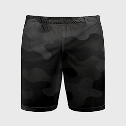 Шорты спортивные мужские Черно-серая текстура камуфляжа, цвет: 3D-принт