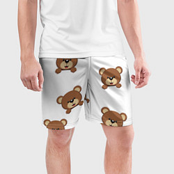Шорты спортивные мужские Мордашка мишки, цвет: 3D-принт — фото 2