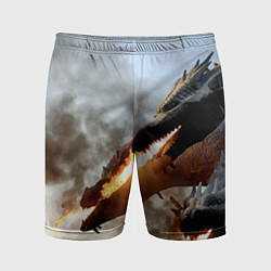 Шорты спортивные мужские Огненный Змей Горыныч, цвет: 3D-принт
