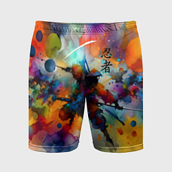Мужские спортивные шорты Ninja - watercolor impressionism