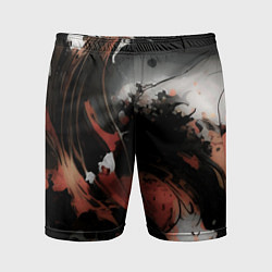 Шорты спортивные мужские Тёмные краски абстракция красно-чёрный, цвет: 3D-принт