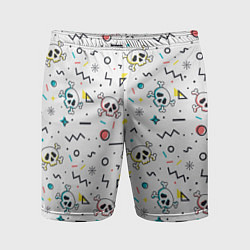 Мужские спортивные шорты Паттерн с черепами и геометрическими фигурами на Х