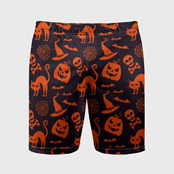 Шорты спортивные мужские Паттерн с символами праздника Хэллоуин, цвет: 3D-принт