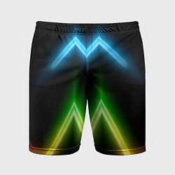 Шорты спортивные мужские Neon multicolored lines, цвет: 3D-принт