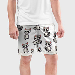 Шорты спортивные мужские Много енотов, цвет: 3D-принт — фото 2