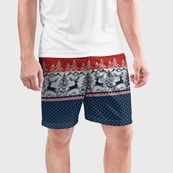 Шорты спортивные мужские Вязаный узор с оленями, цвет: 3D-принт — фото 2