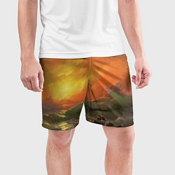 Шорты спортивные мужские Айвазовский - 9 Вал, цвет: 3D-принт — фото 2