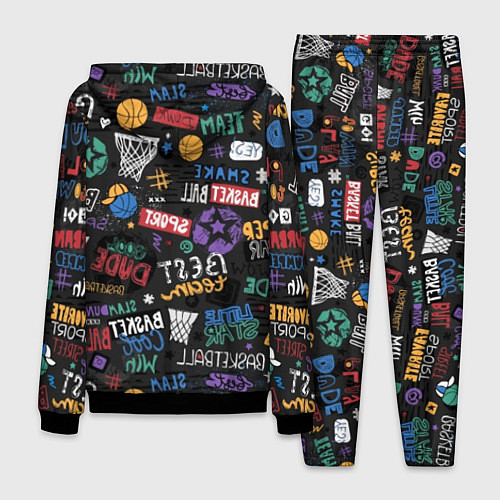 Мужской костюм Баскетбол коллаж / 3D-Черный – фото 2