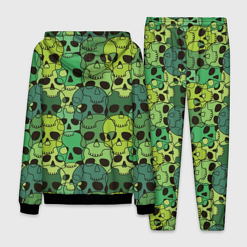 Мужской костюм Зеленые черепа - паттерн / 3D-Черный – фото 2
