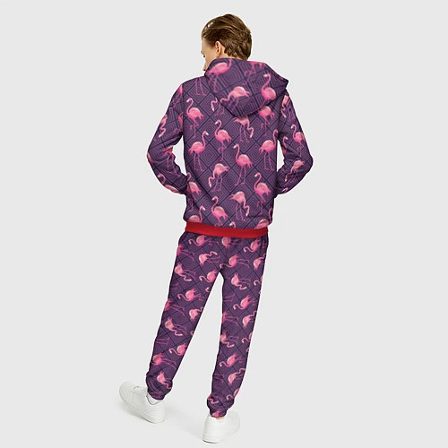 Мужской костюм Фиолетовые фламинго / 3D-Красный – фото 4