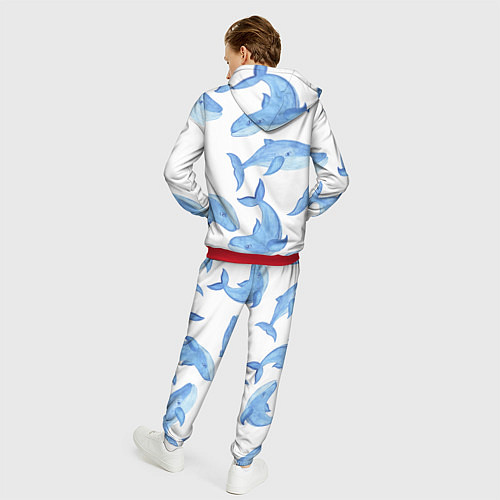 Мужской костюм Косяк китов / 3D-Красный – фото 4