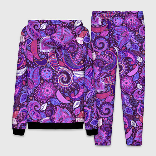 Мужской костюм Фиолетовый этнический дудлинг / 3D-Черный – фото 2