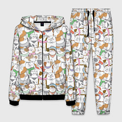 Костюм мужской Большая семья котиков, цвет: 3D-черный