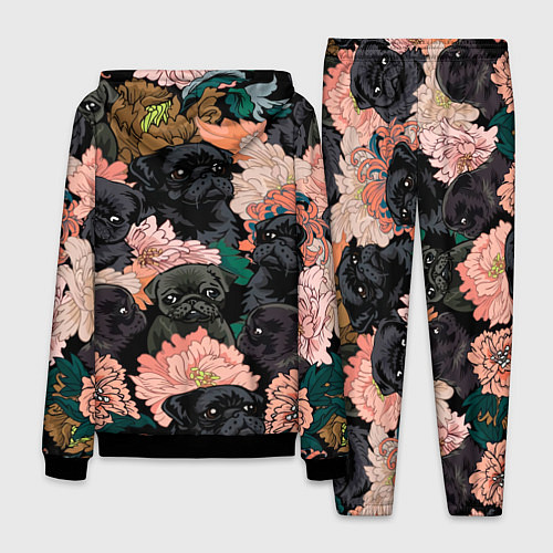 Мужской костюм Мопсы и Цветы / 3D-Черный – фото 2