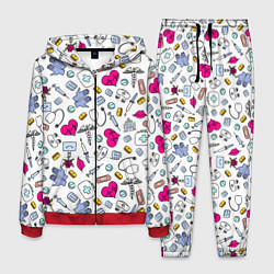 Костюм мужской Медицинский паттерн, цвет: 3D-красный